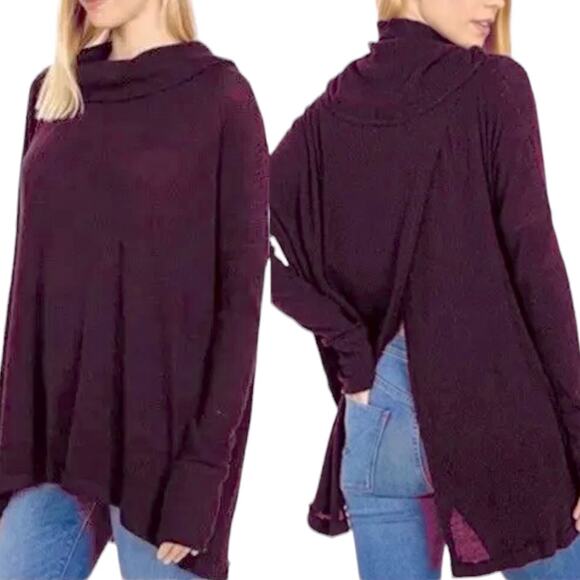 NWT FREE PEOPLE Juicy Long Sleeve Waffle Knit Sweater in Color Date Night Size S - Picture 3 of 7